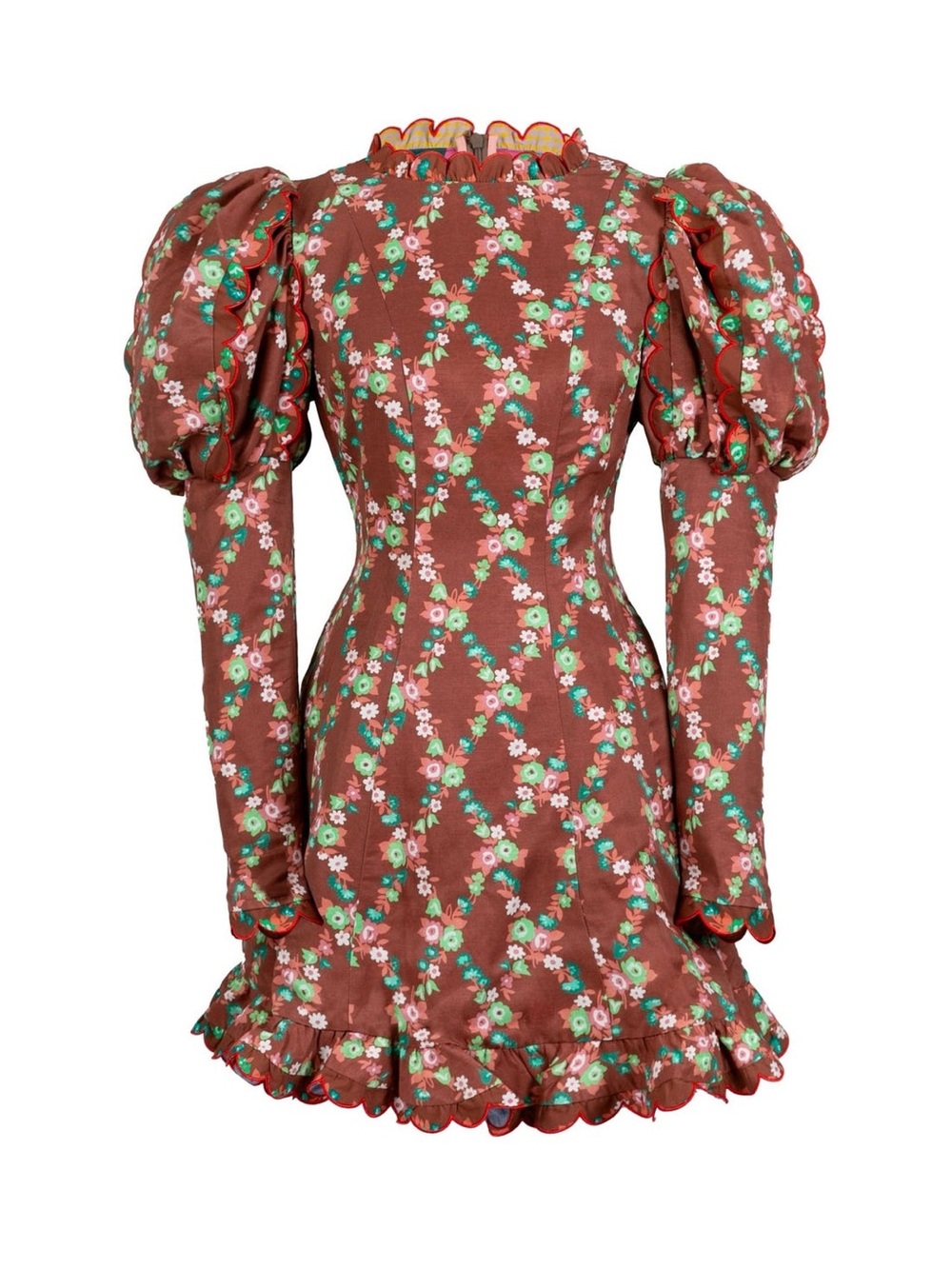 CeliaB Rust Floral Puff-Sleeve Mini Dress